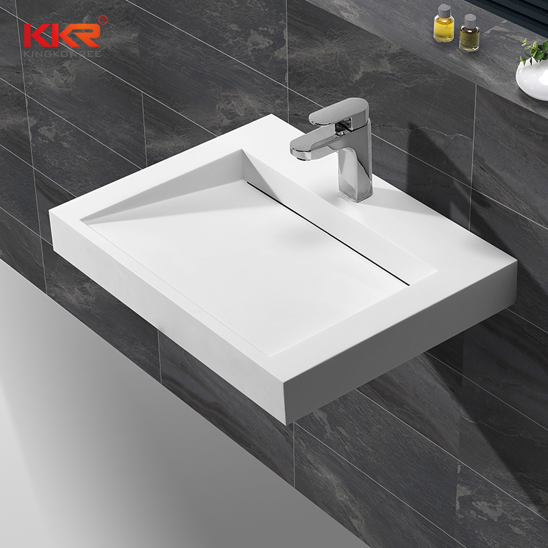 KingKonree Best selling modern design solid surface square wall hung wash basin KKR-1260 Wall Mount Basin image19
