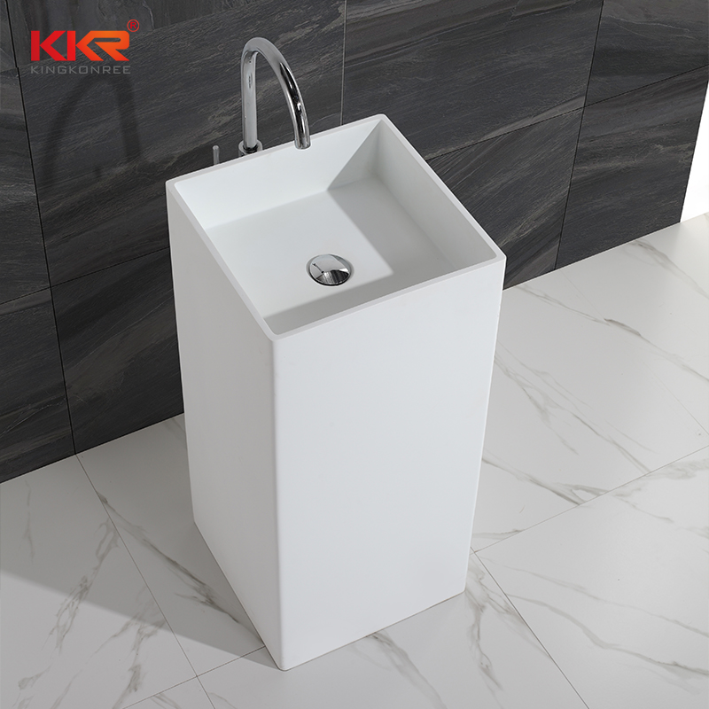 KingKonree Good quality square faux stone freestanding wash basin KKR-1382 Freestanding Basin image13