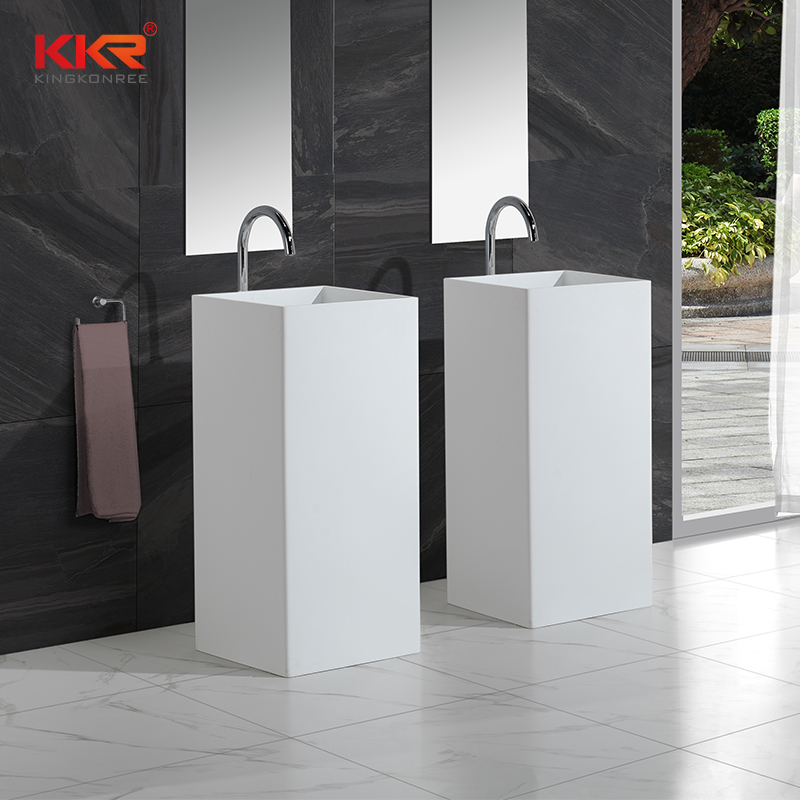 KingKonree Good quality square faux stone freestanding wash basin KKR-1382 Freestanding Basin image13