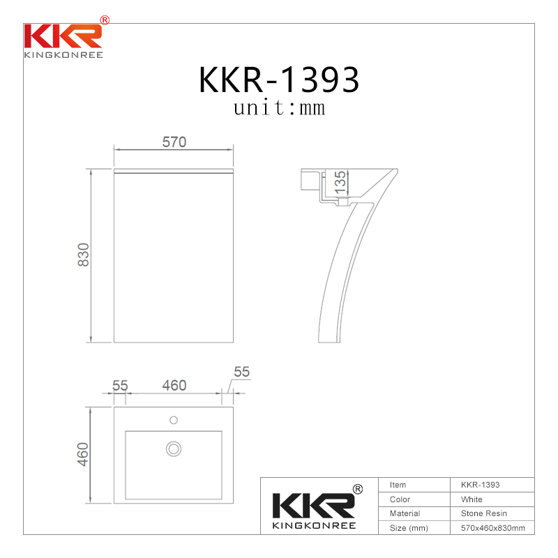 KingKonree 7 Shape unique design acrylic marble solid surface free standing wash basin KKR-1393 Freestanding Basin image11