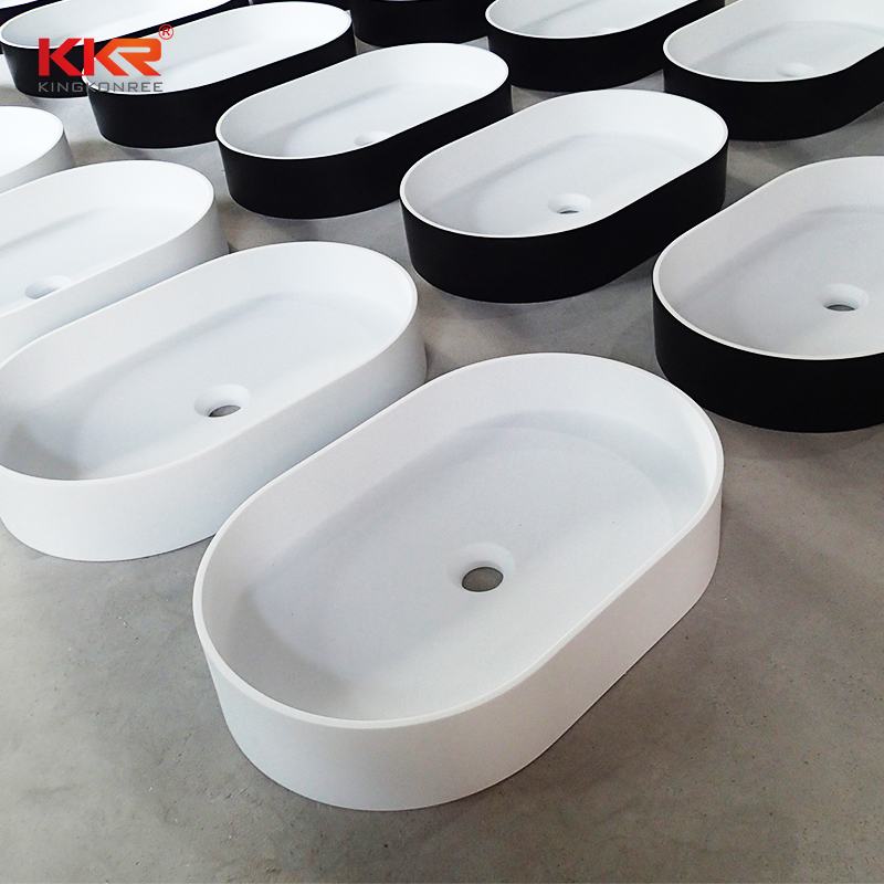 KingKonree New Design High Quality Black Outside White Inside Above Counter Wash Basin KKR-1057 Above Counter Basin image5